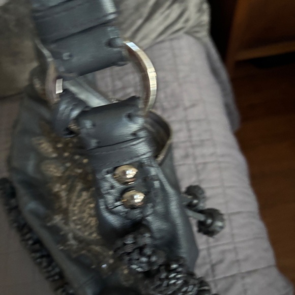 Vintage Isabella Fiore Embroidered tasseled Leather hobo Women's Bag orig $598 - Picture 8 of 9